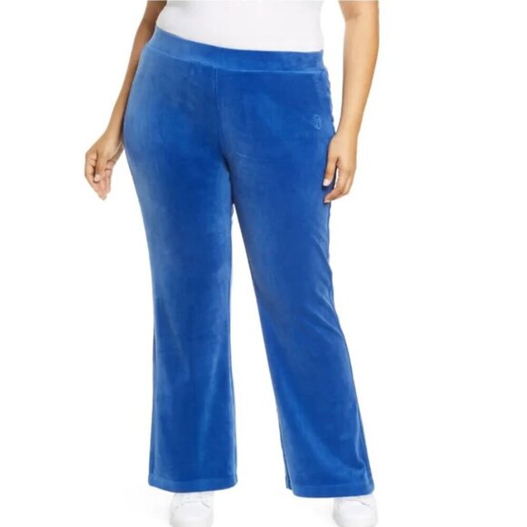 Juicy Couture Pant Womens 1X Blue Track Velour 90’s Pull On Casual Plus Size - Picture 5 of 7